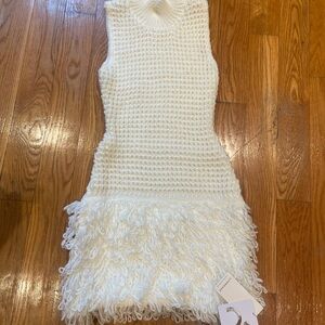 Elegant White Knit Kids Dress